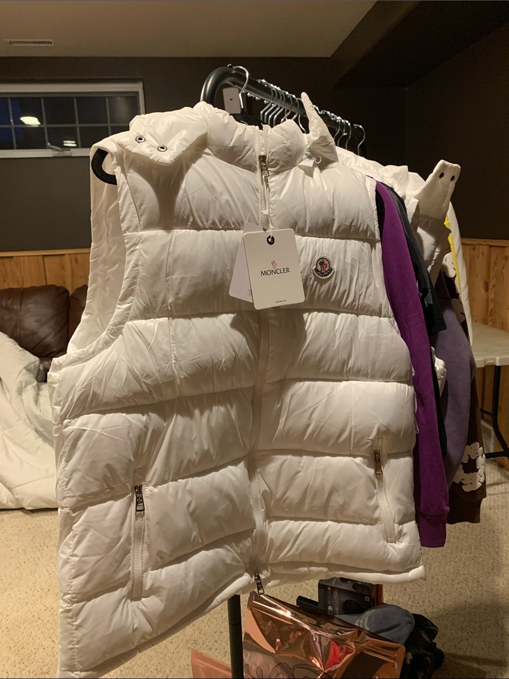 Moncler Off-White Quilted Down Sleeveless Vest